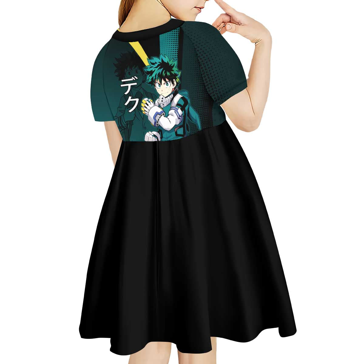 Izuku Midoriya Transformation Kid Short Sleeve Dress Japanese Comic Book Style