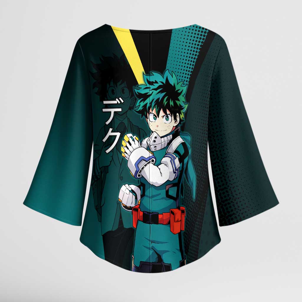 Izuku Midoriya Transformation Kimono Sleeve Blouse Japanese Comic Book Style