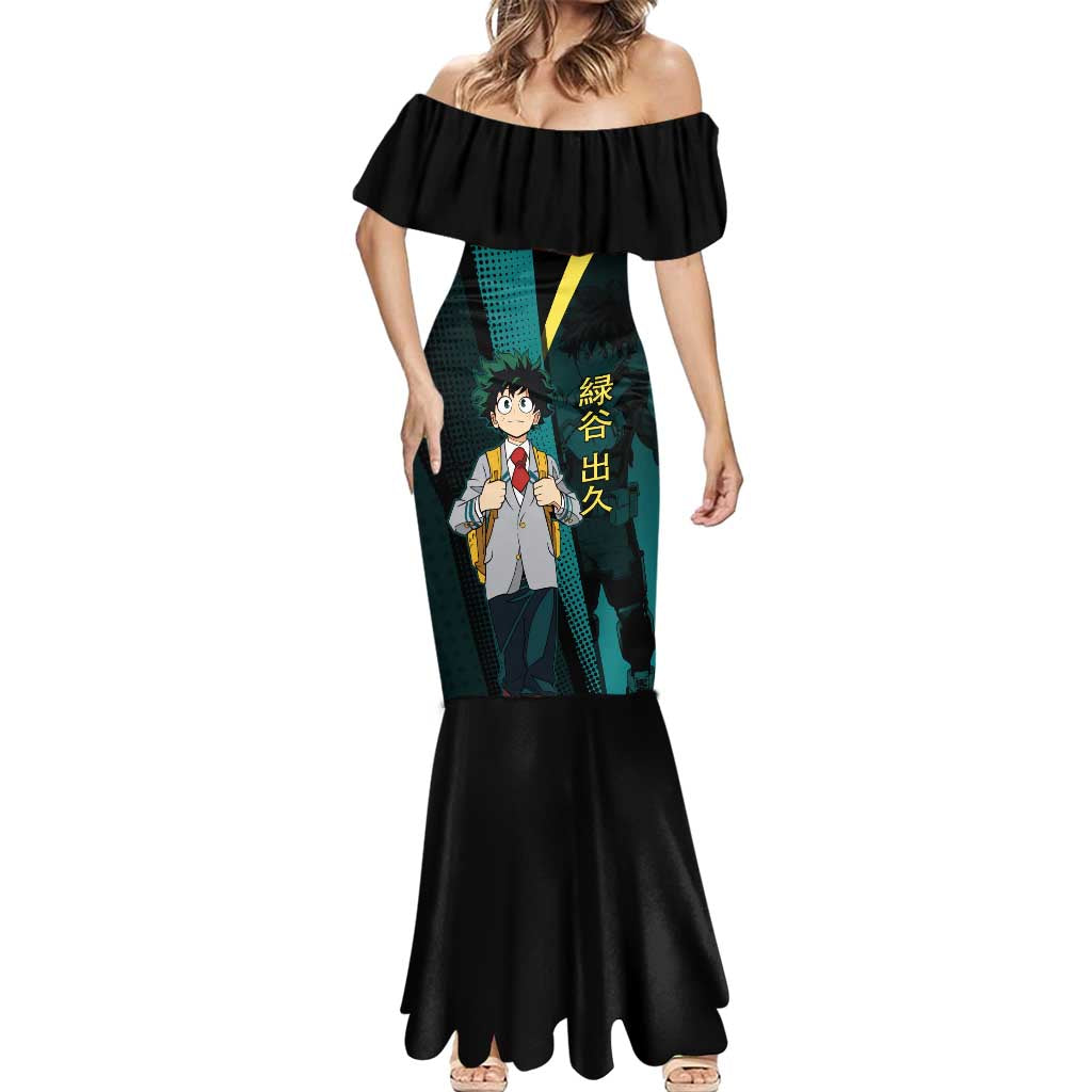 Izuku Midoriya Transformation Mermaid Dress Japanese Comic Book Style
