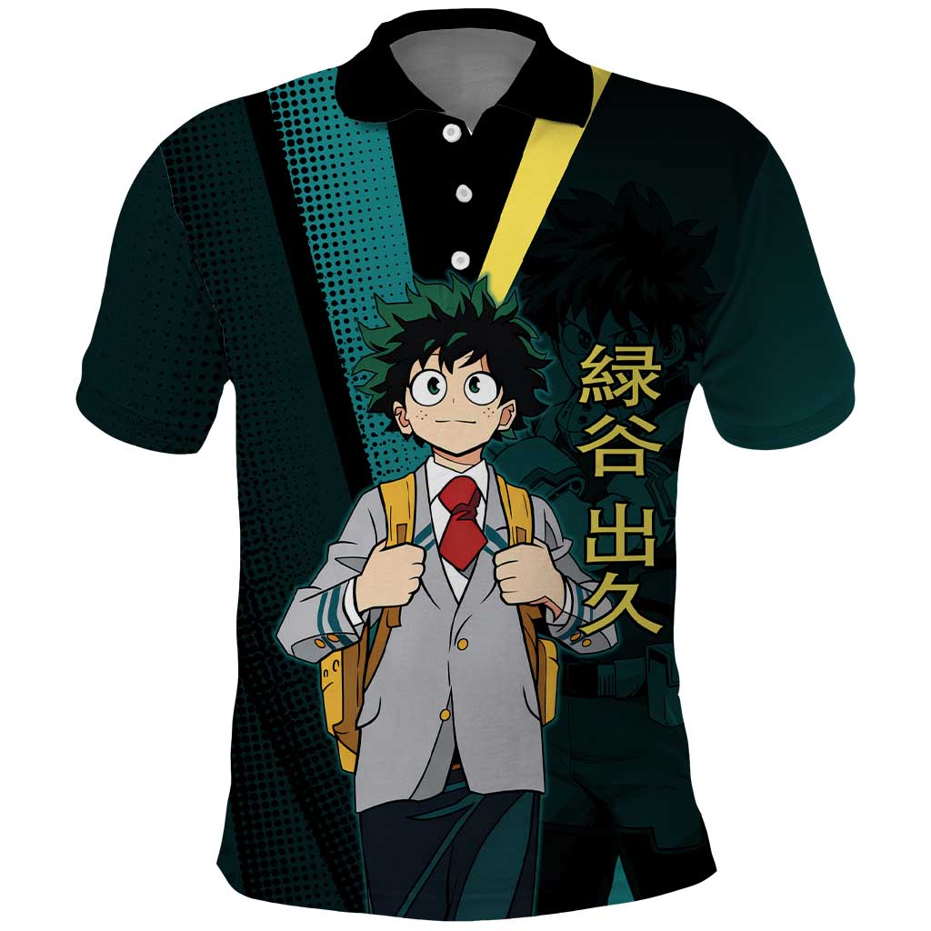 Izuku Midoriya Transformation Polo Shirt Japanese Comic Book Style