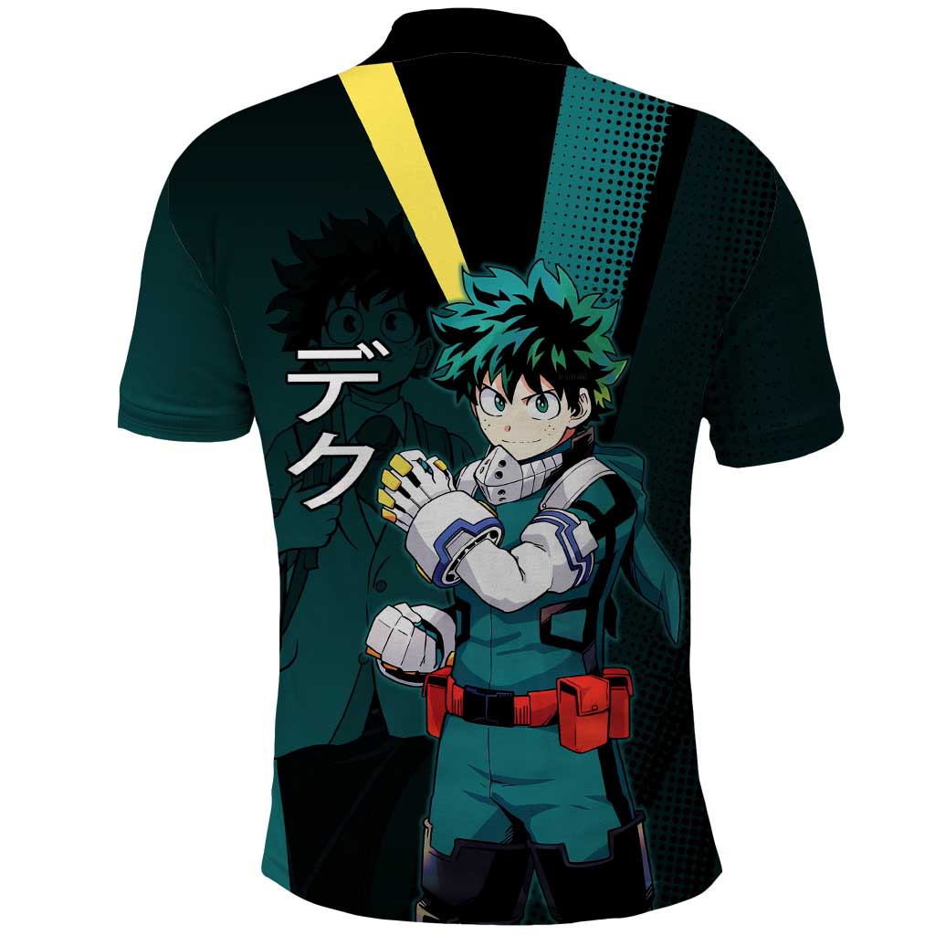Izuku Midoriya Transformation Polo Shirt Japanese Comic Book Style