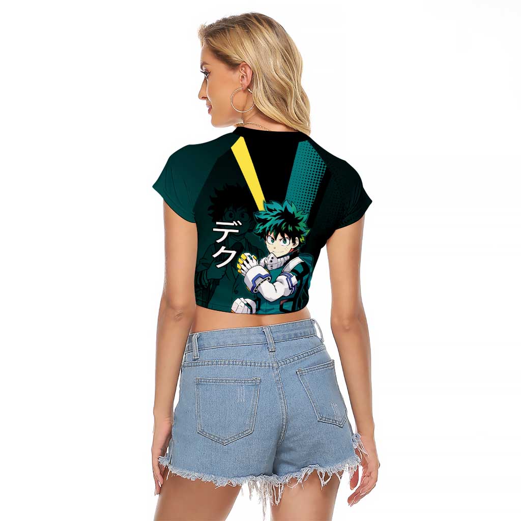 Izuku Midoriya Transformation Raglan Cropped T Shirt Japanese Comic Book Style