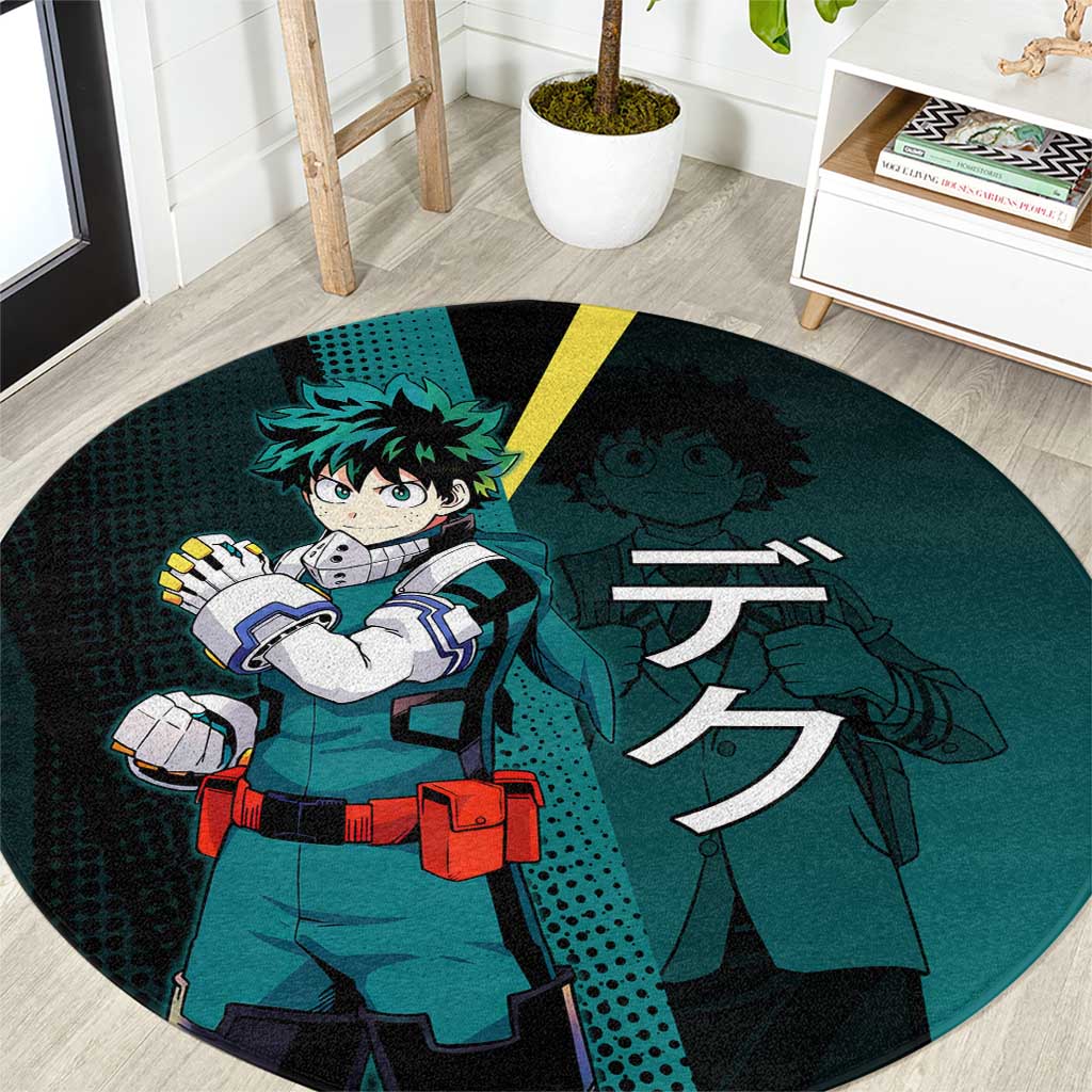 Izuku Midoriya Transformation Round Carpet Japanese Comic Book Style