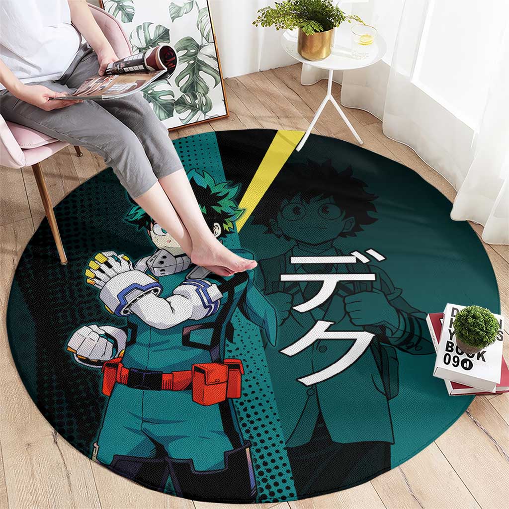 Izuku Midoriya Transformation Round Carpet Japanese Comic Book Style
