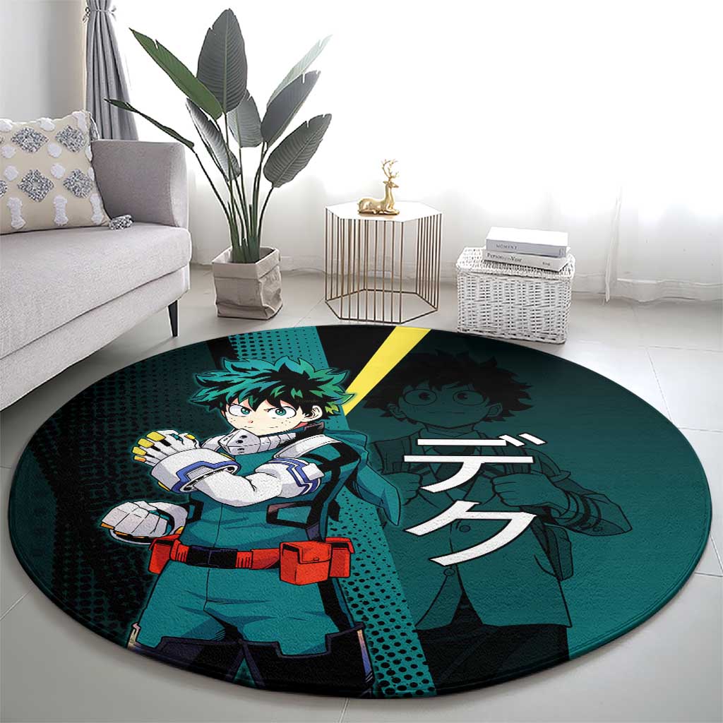 Izuku Midoriya Transformation Round Carpet Japanese Comic Book Style