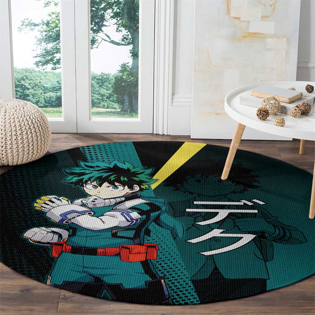 Izuku Midoriya Transformation Round Carpet Japanese Comic Book Style