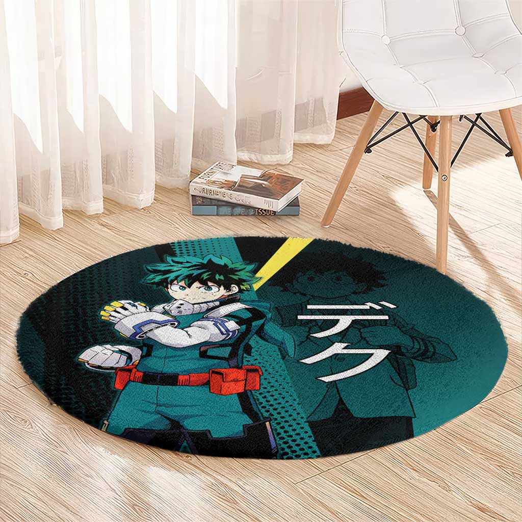Izuku Midoriya Transformation Round Carpet Japanese Comic Book Style