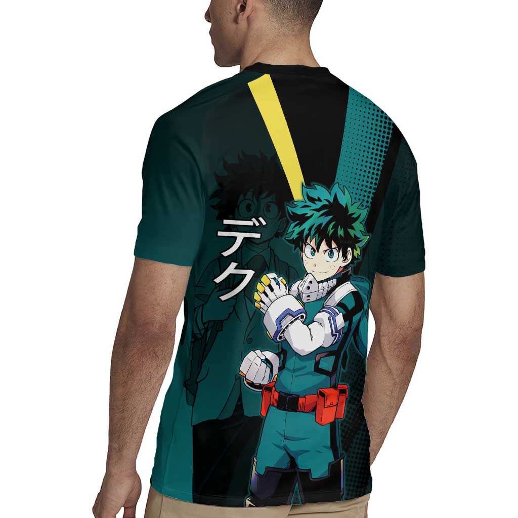 Izuku Midoriya Transformation Rugby Jersey Japanese Comic Book Style