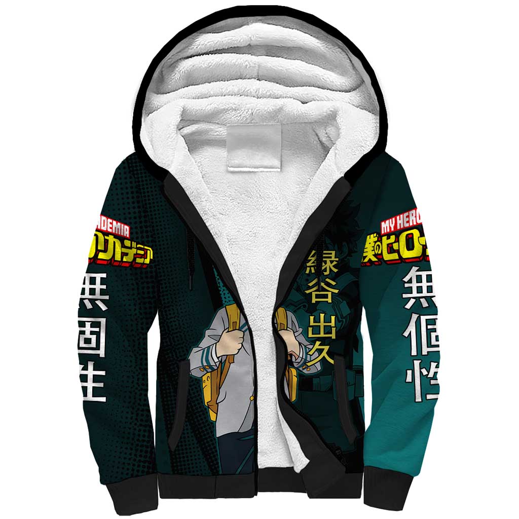 Izuku Midoriya Transformation Sherpa Hoodie Japanese Comic Book Style