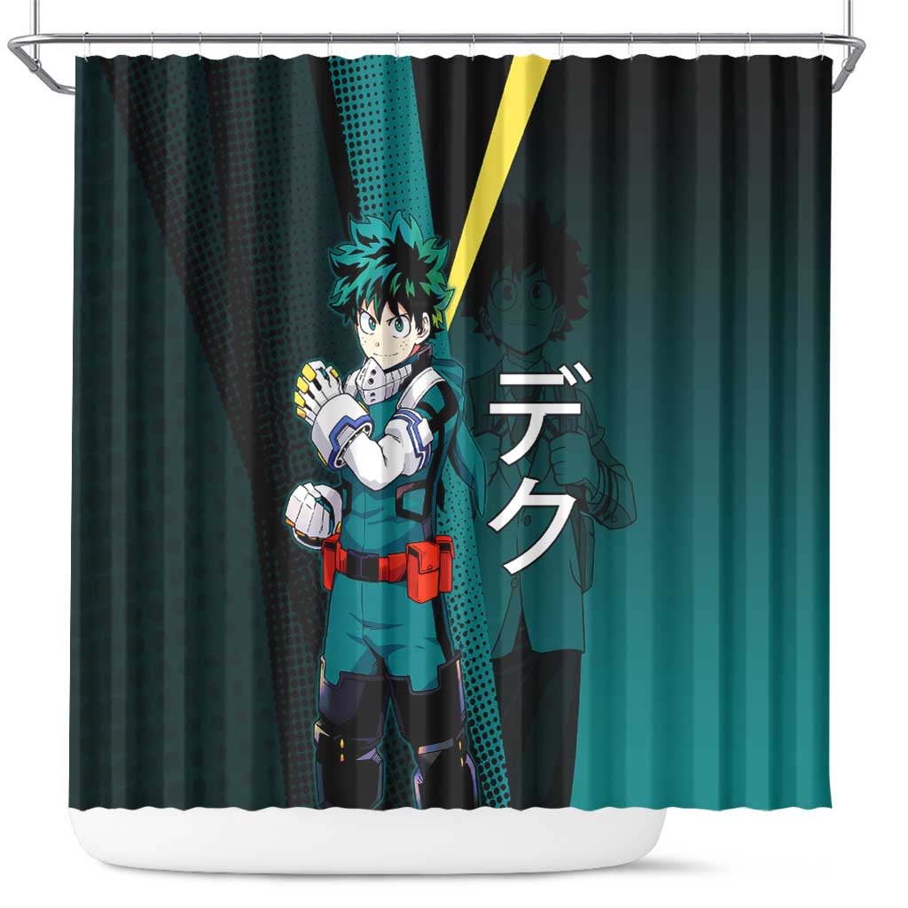 Izuku Midoriya Transformation Shower Curtain Japanese Comic Book Style