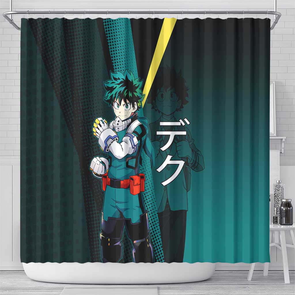 Izuku Midoriya Transformation Shower Curtain Japanese Comic Book Style