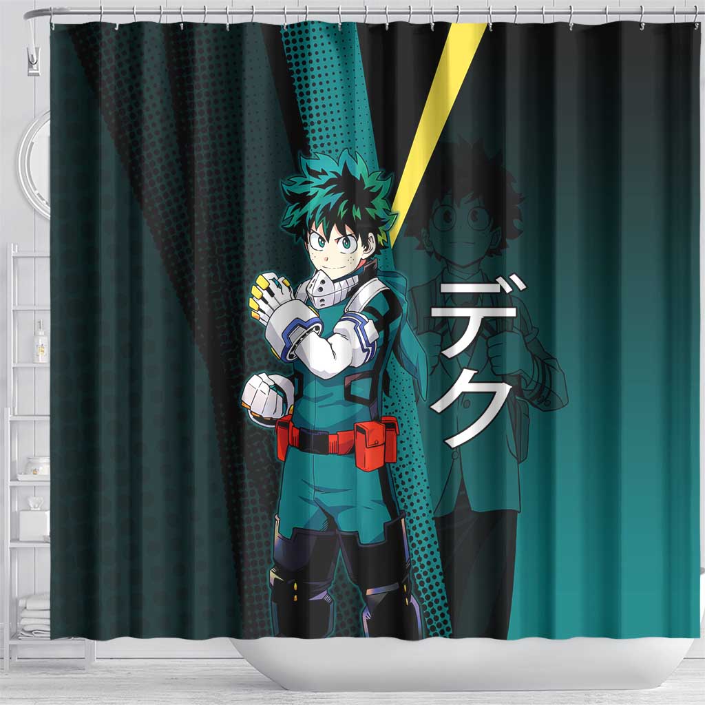 Izuku Midoriya Transformation Shower Curtain Japanese Comic Book Style