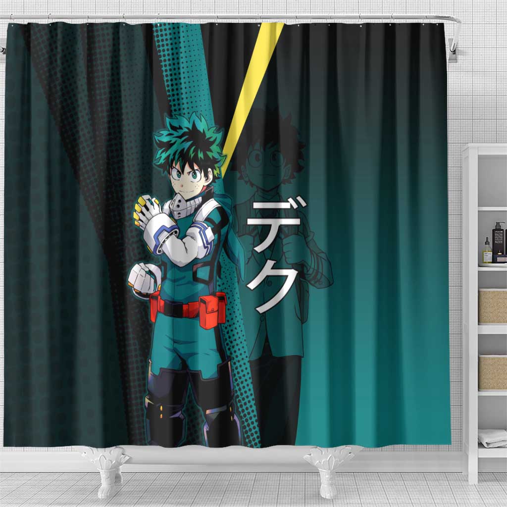 Izuku Midoriya Transformation Shower Curtain Japanese Comic Book Style