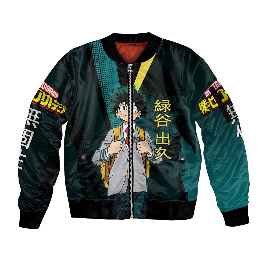 Izuku Midoriya Transformation Sleeve Zip Bomber Jacket Japanese Comic Book Style