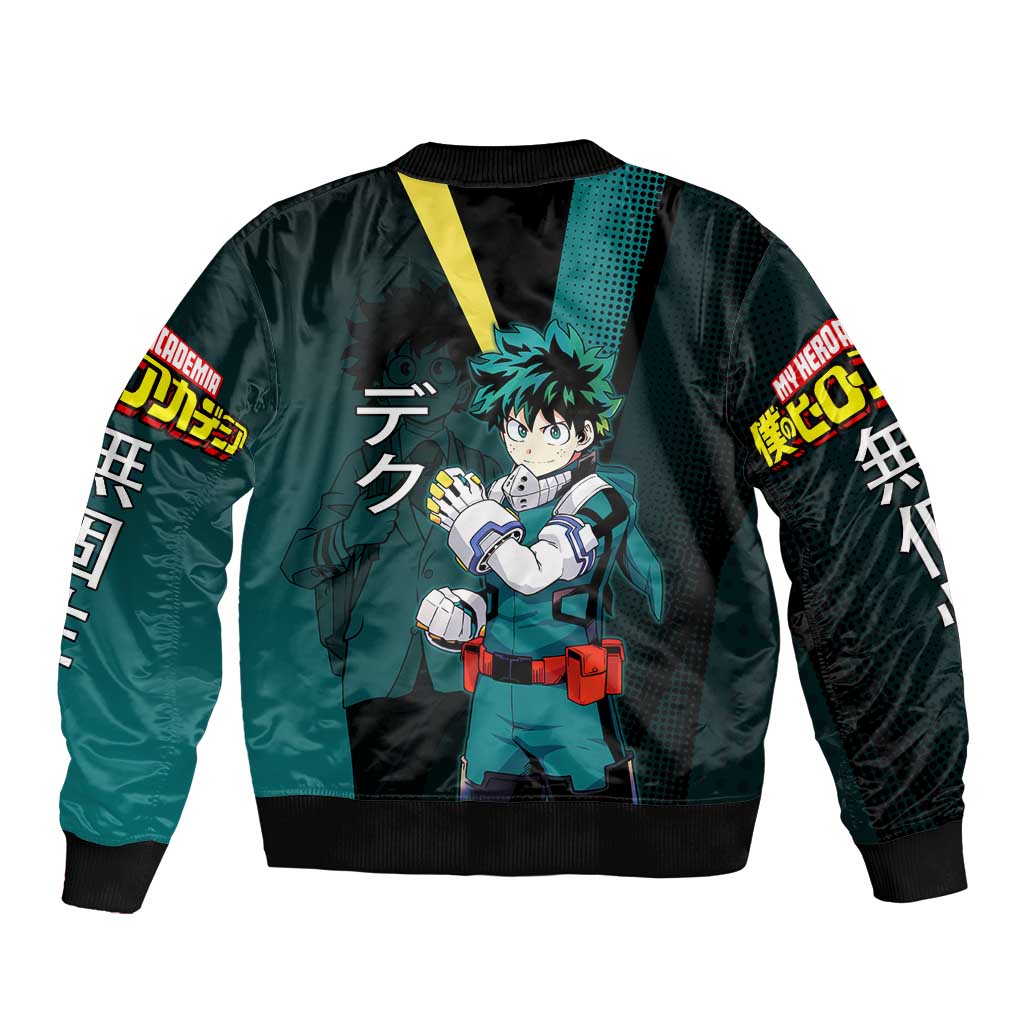 Izuku Midoriya Transformation Sleeve Zip Bomber Jacket Japanese Comic Book Style