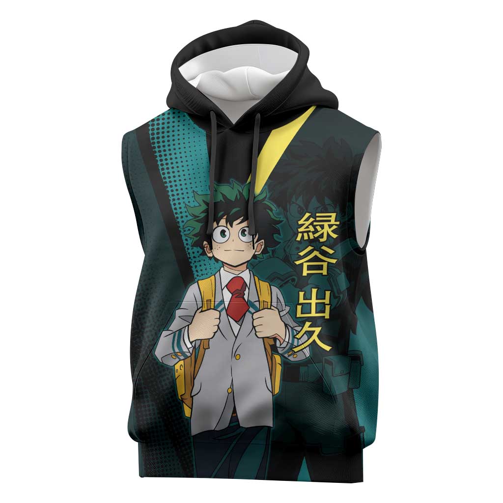 Izuku Midoriya Transformation Sleeveless Hoodie Japanese Comic Book Style