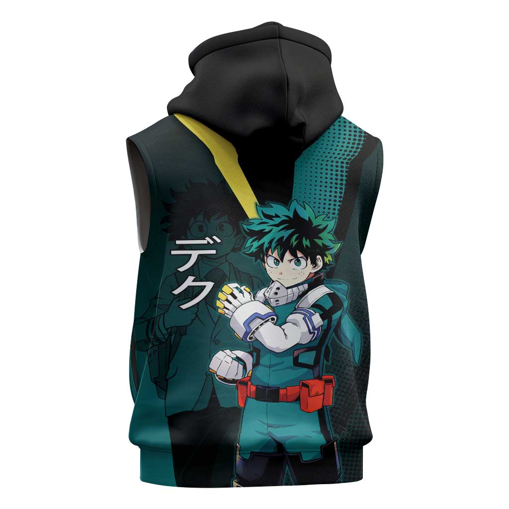 Izuku Midoriya Transformation Sleeveless Hoodie Japanese Comic Book Style