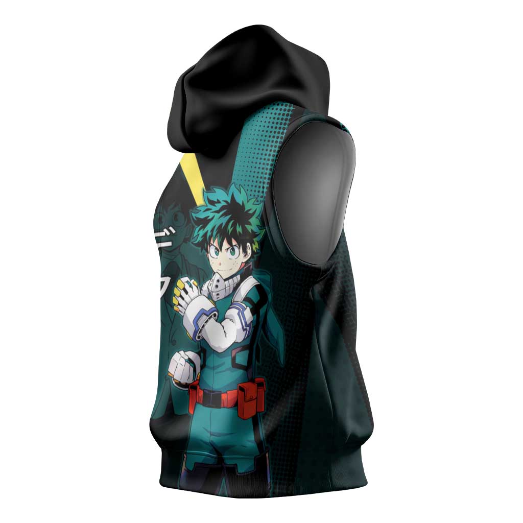 Izuku Midoriya Transformation Sleeveless Hoodie Japanese Comic Book Style