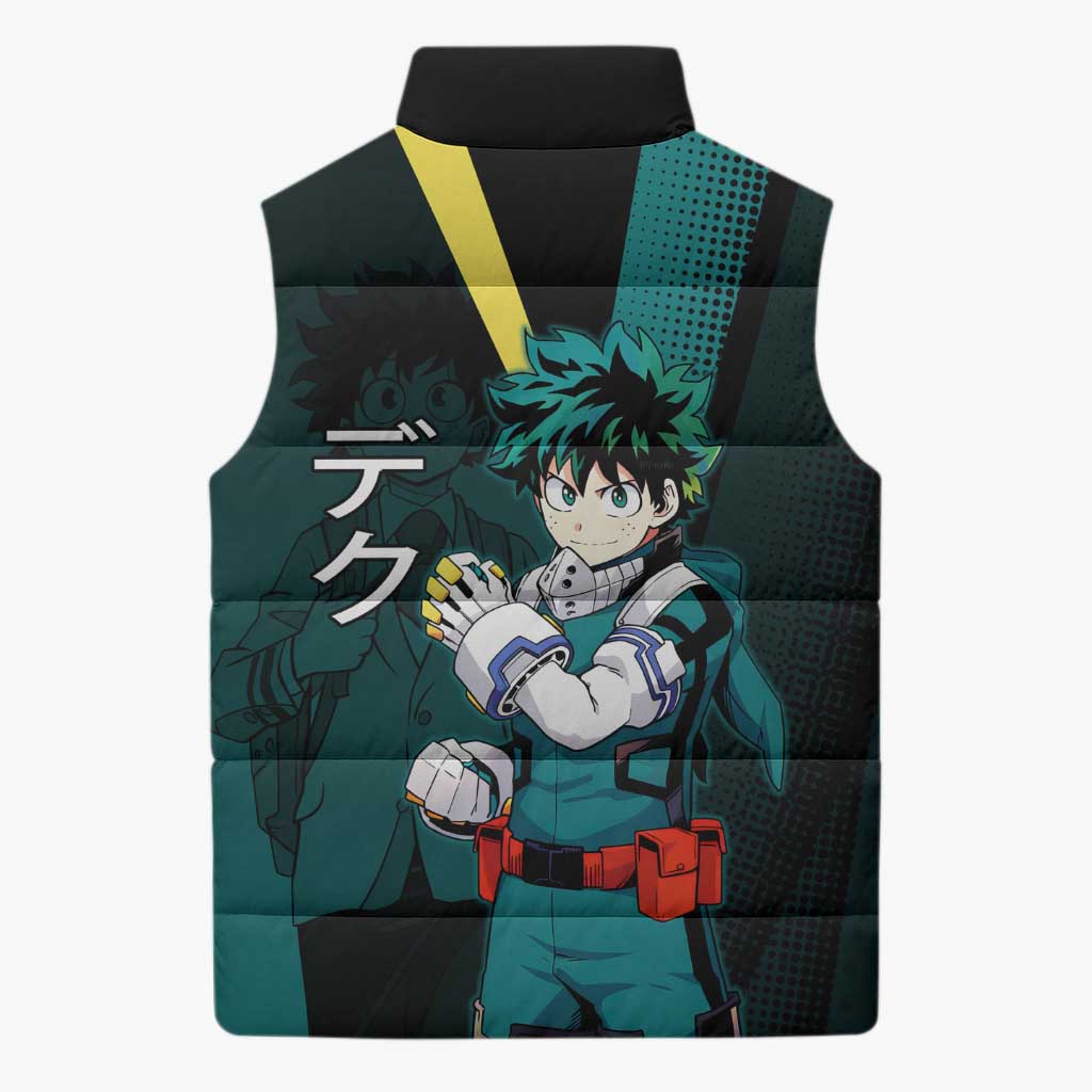 Izuku Midoriya Transformation Sleeveless Puffer Jacket Japanese Comic Book Style