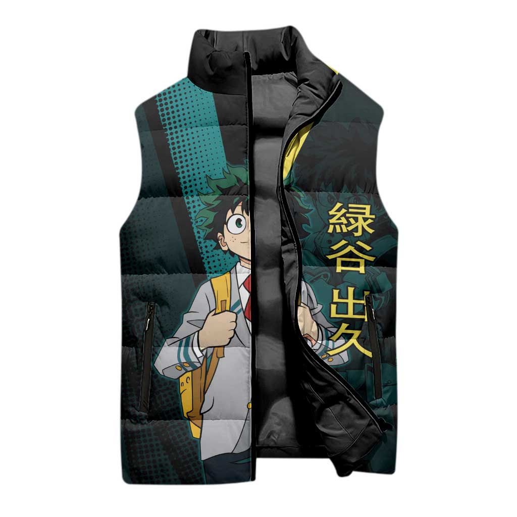 Izuku Midoriya Transformation Sleeveless Puffer Jacket Japanese Comic Book Style