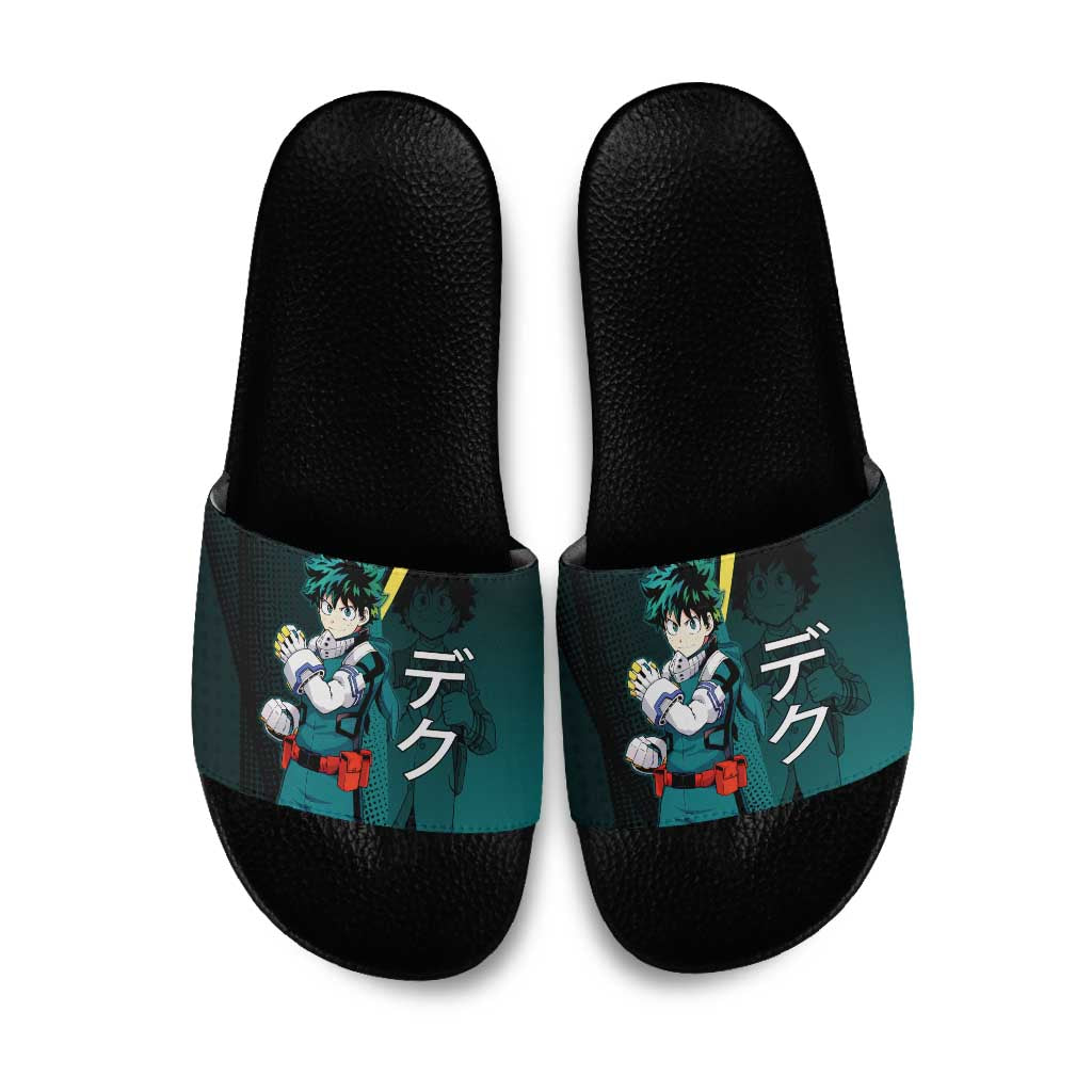 Izuku Midoriya Transformation Slide Sandals Japanese Comic Book Style
