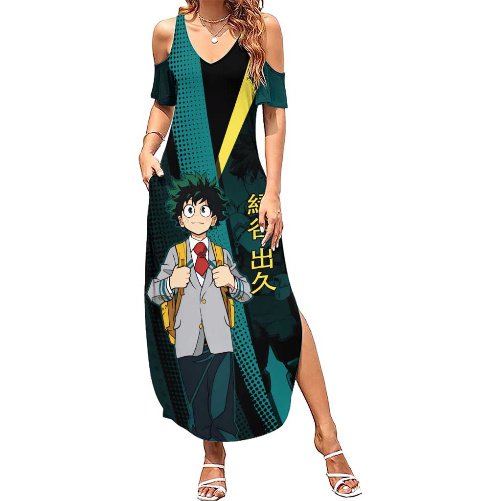 Izuku Midoriya Transformation Summer Maxi Dress Japanese Comic Book Style