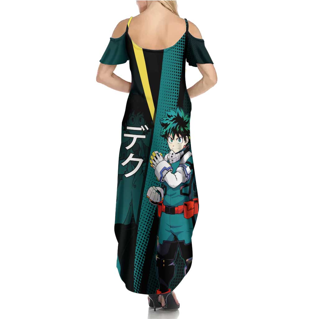 Izuku Midoriya Transformation Summer Maxi Dress Japanese Comic Book Style