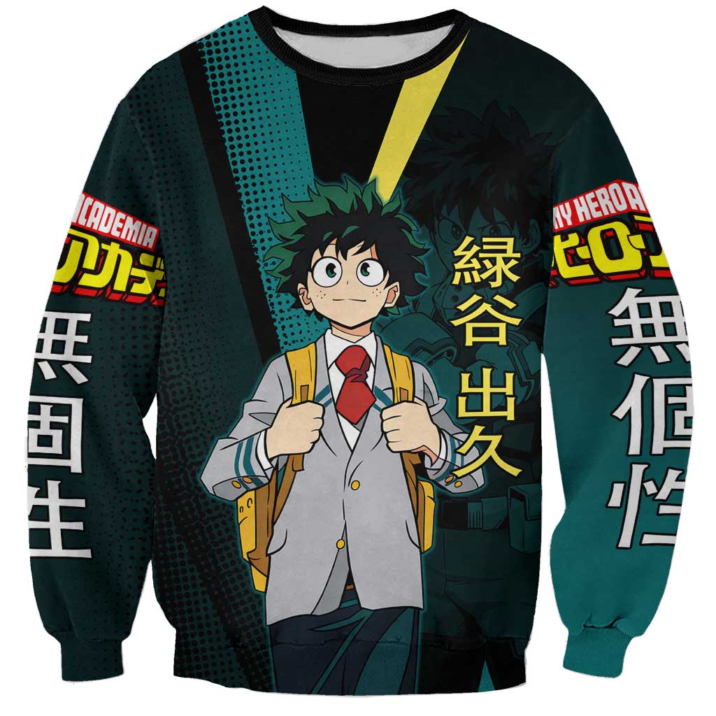 Izuku Midoriya Transformation Sweatshirt Japanese Comic Book Style