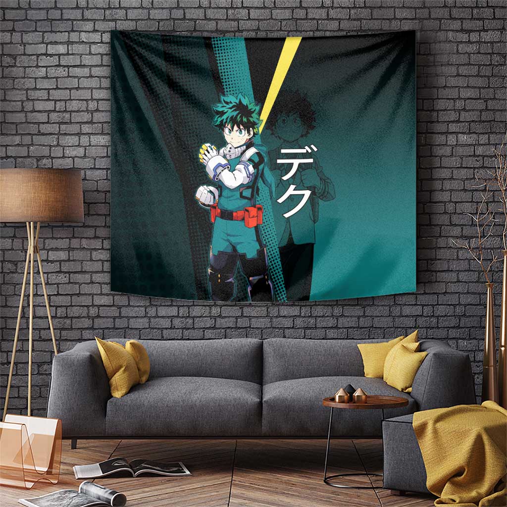 Izuku Midoriya Transformation Tapestry Japanese Comic Book Style