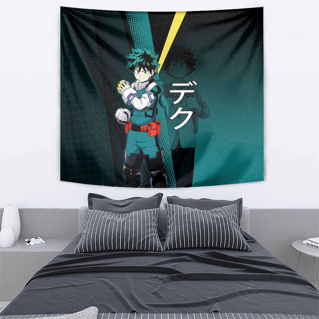 Izuku Midoriya Transformation Tapestry Japanese Comic Book Style