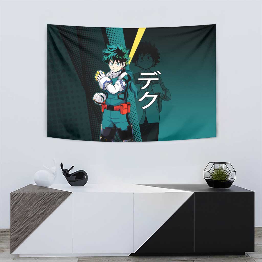 Izuku Midoriya Transformation Tapestry Japanese Comic Book Style