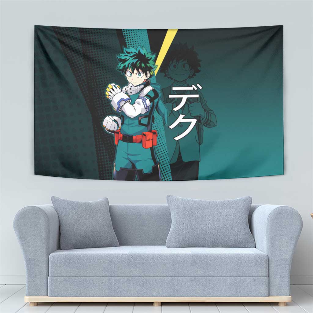 Izuku Midoriya Transformation Tapestry Japanese Comic Book Style