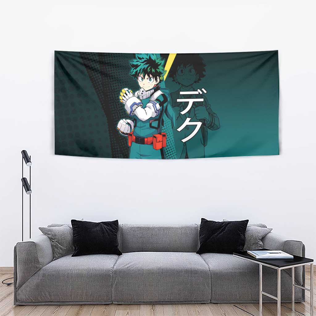 Izuku Midoriya Transformation Tapestry Japanese Comic Book Style