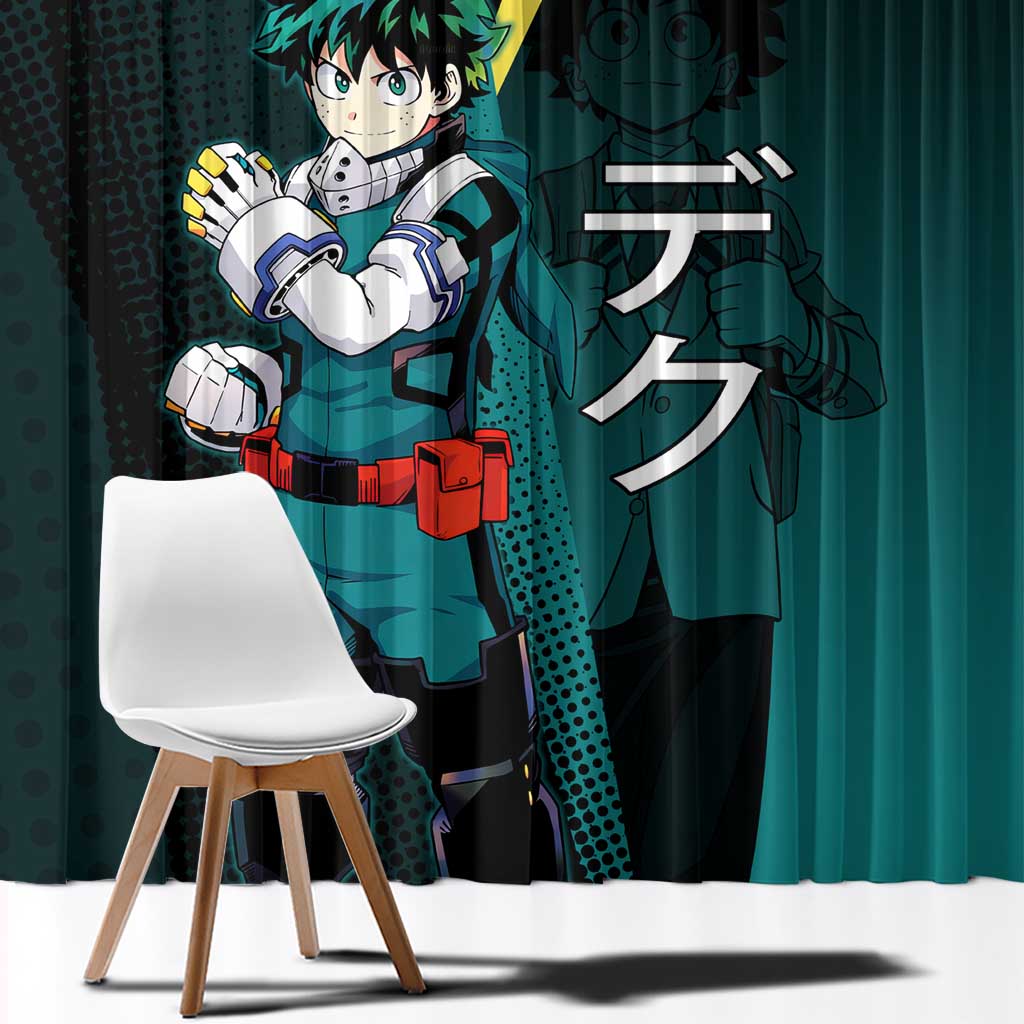 Izuku Midoriya Transformation Window Curtain Japanese Comic Book Style
