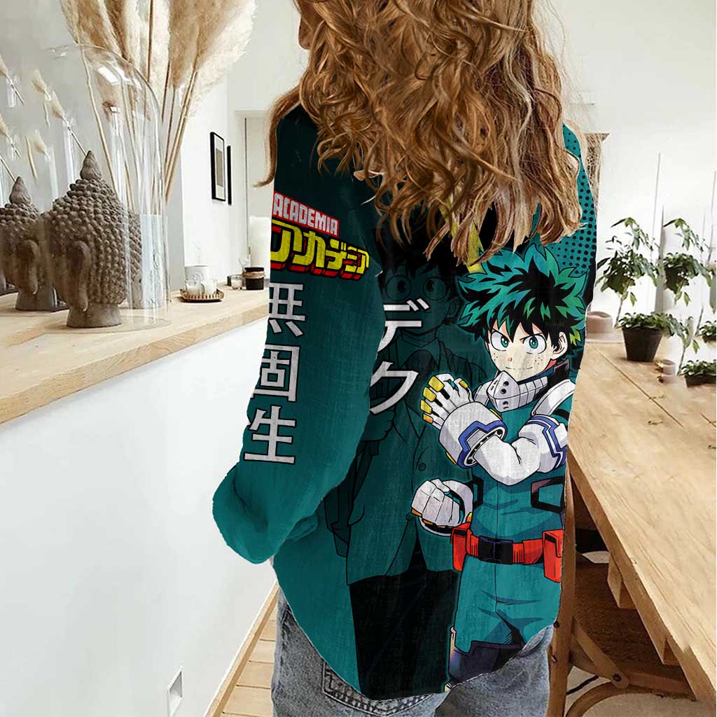 Izuku Midoriya Transformation Women Casual Shirt Japanese Comic Book Style
