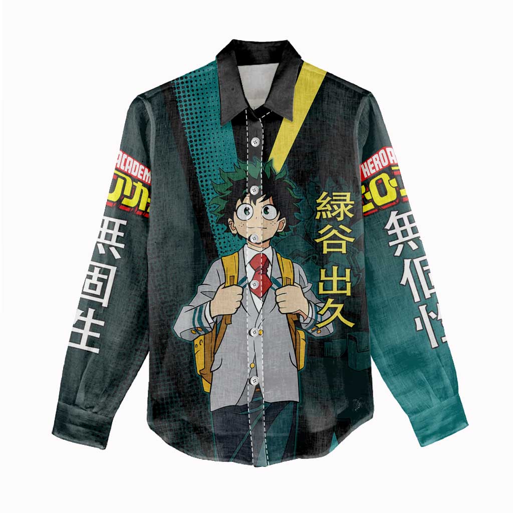 Izuku Midoriya Transformation Women Casual Shirt Japanese Comic Book Style