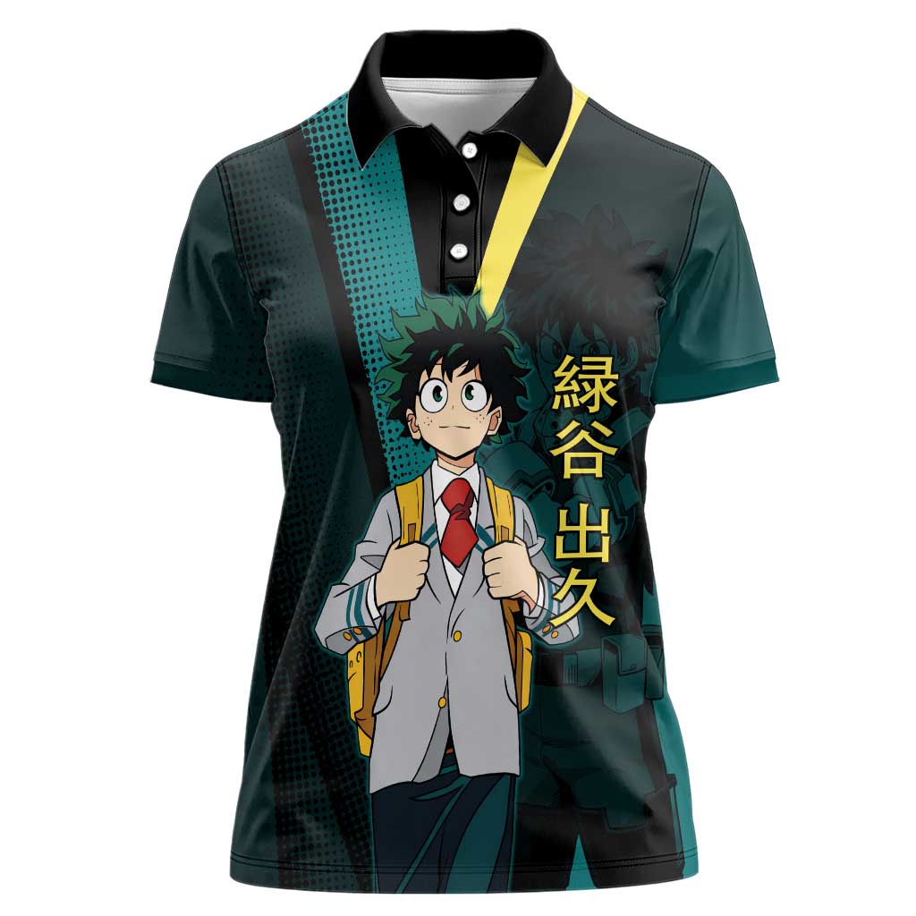 Izuku Midoriya Transformation Women Polo Shirt Japanese Comic Book Style