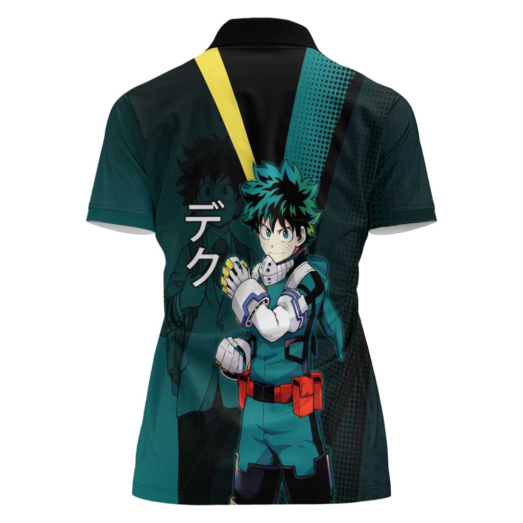 Izuku Midoriya Transformation Women Polo Shirt Japanese Comic Book Style