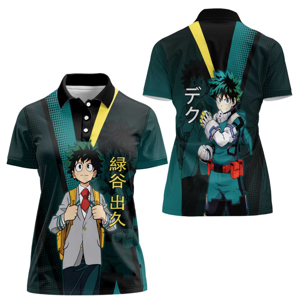 Izuku Midoriya Transformation Women Polo Shirt Japanese Comic Book Style