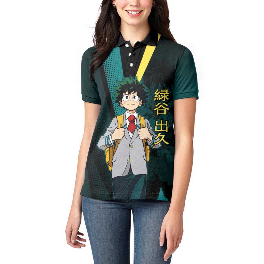Izuku Midoriya Transformation Women Polo Shirt Japanese Comic Book Style