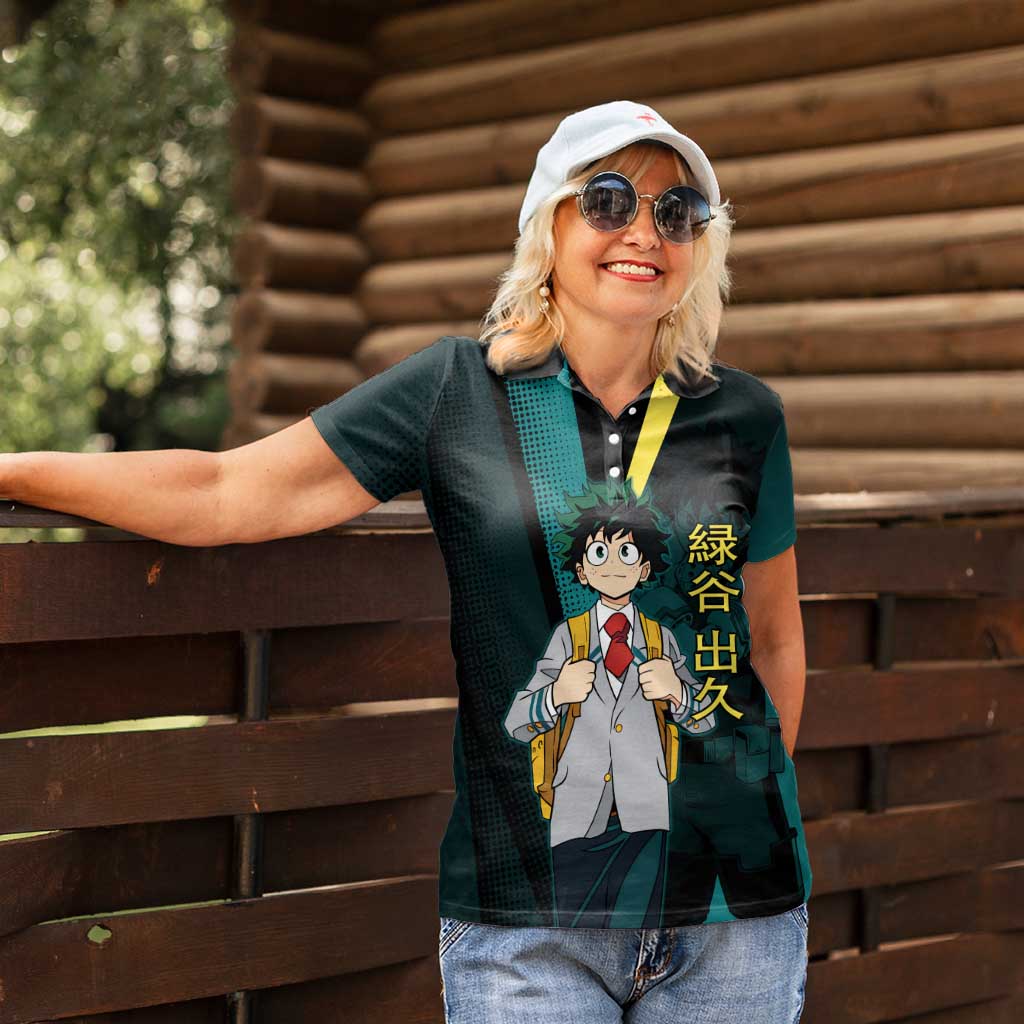 Izuku Midoriya Transformation Women Polo Shirt Japanese Comic Book Style
