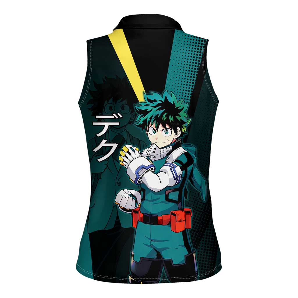 Izuku Midoriya Transformation Women Sleeveless Polo Shirt Japanese Comic Book Style
