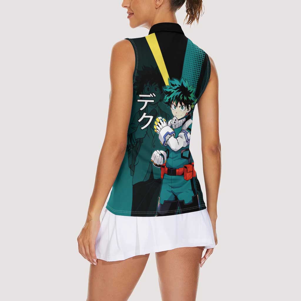 Izuku Midoriya Transformation Women Sleeveless Polo Shirt Japanese Comic Book Style