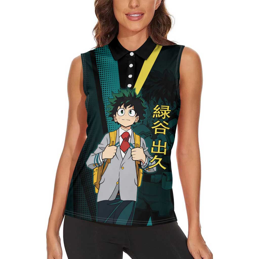 Izuku Midoriya Transformation Women Sleeveless Polo Shirt Japanese Comic Book Style