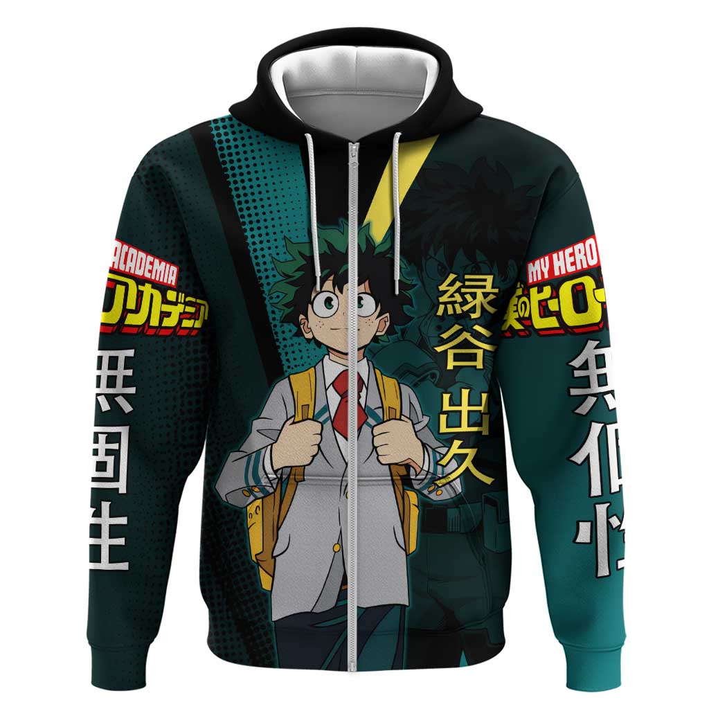Izuku Midoriya Transformation Zip Hoodie Japanese Comic Book Style