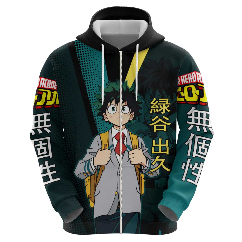 Izuku Midoriya Transformation Zip Hoodie Japanese Comic Book Style