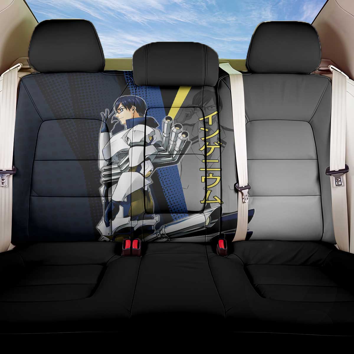 Tenya Iida Engine Hero Back Car Seat Cover Japanese Comic Book Style