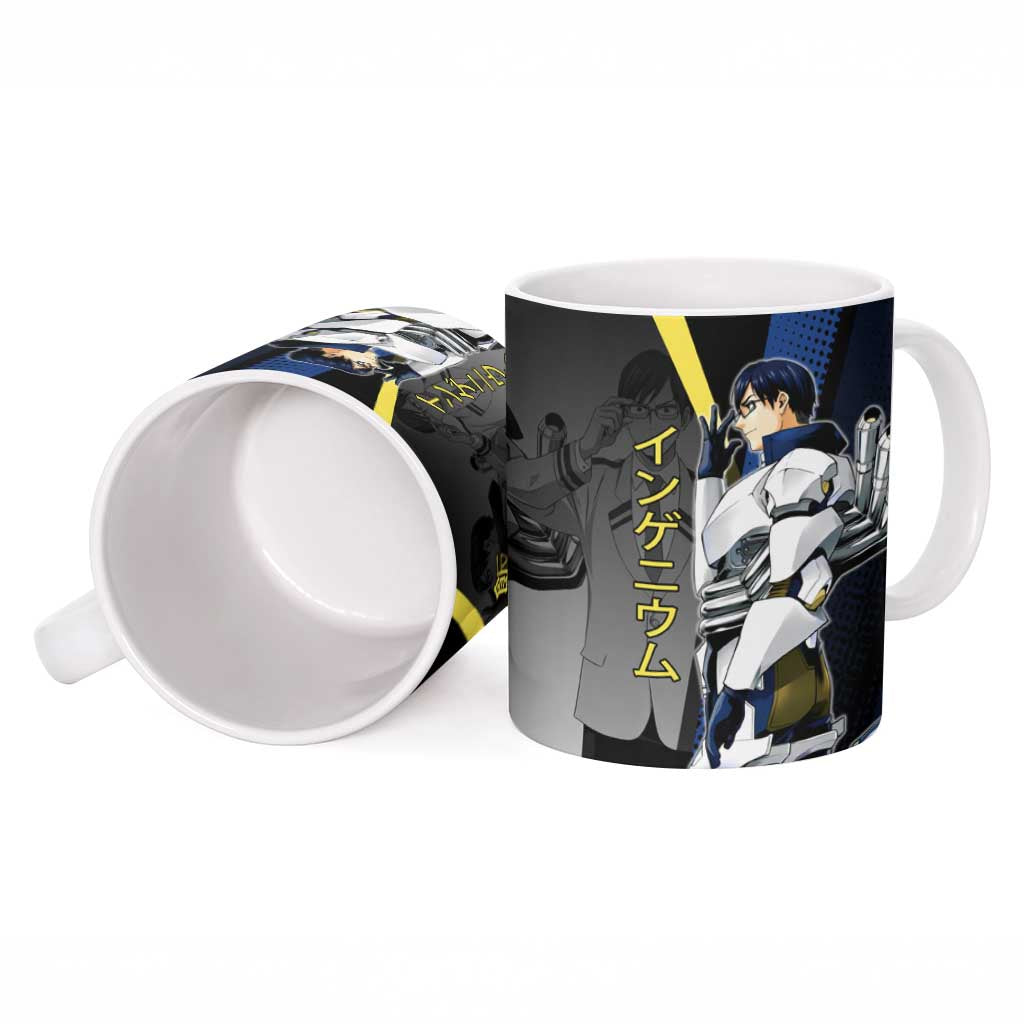 Tenya Iida Engine Hero Ceramic Mug Japanese Comic Book Style