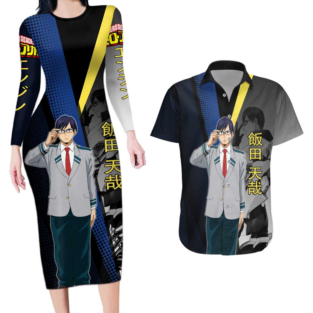 Tenya Iida Engine Hero Couples Matching Long Sleeve Bodycon Dress and Hawaiian Shirt Japanese Comic Book Style