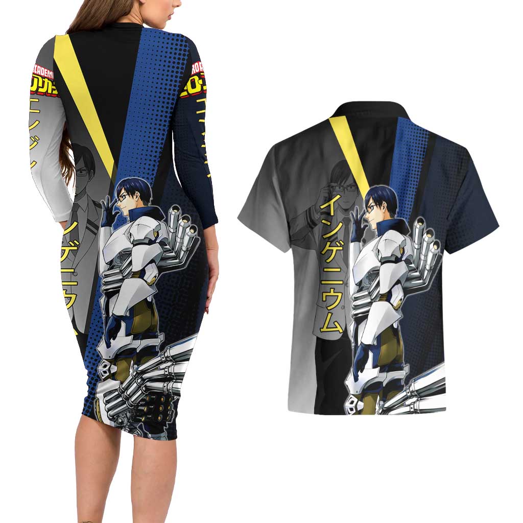 Tenya Iida Engine Hero Couples Matching Long Sleeve Bodycon Dress and Hawaiian Shirt Japanese Comic Book Style